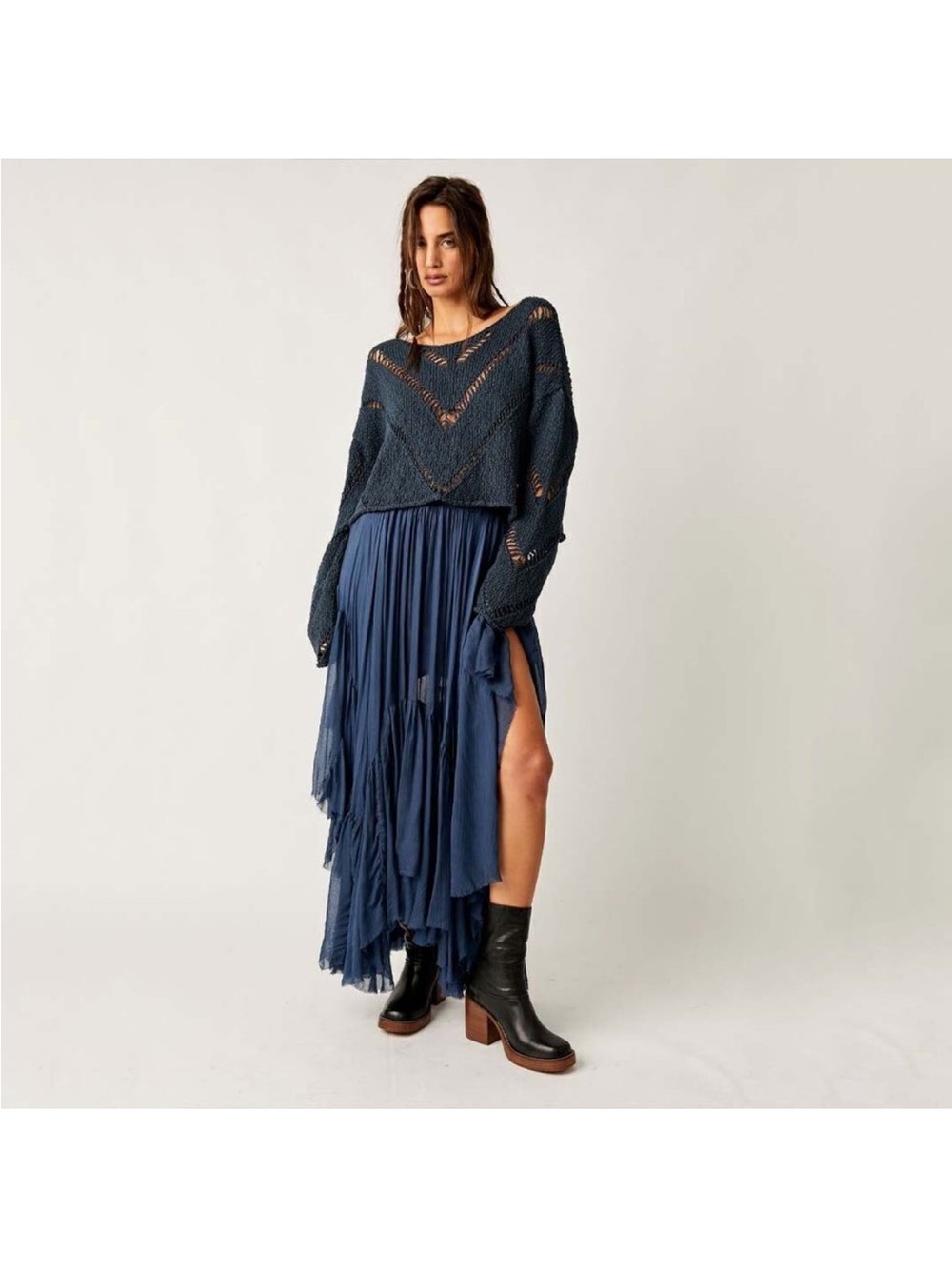 FREE PEOPLE - HAYLEY CROPPED
OPEN KNIT SWEATER